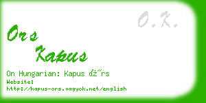 ors kapus business card